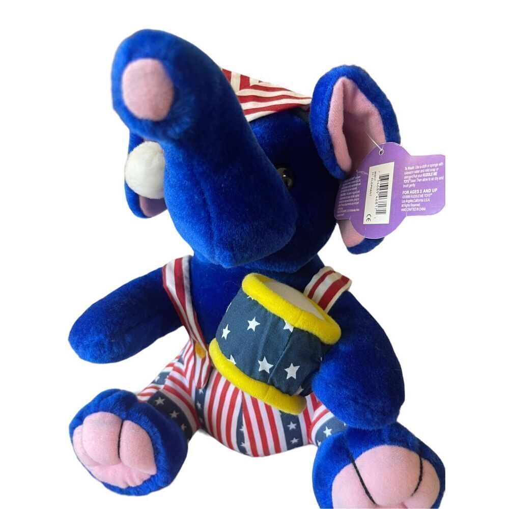 Kuddle Me Toys Patriotic Blue Elephant USA Plush 4th of July Stuffed Animal